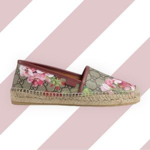 Gucci Leather Floral Print Espadrilles